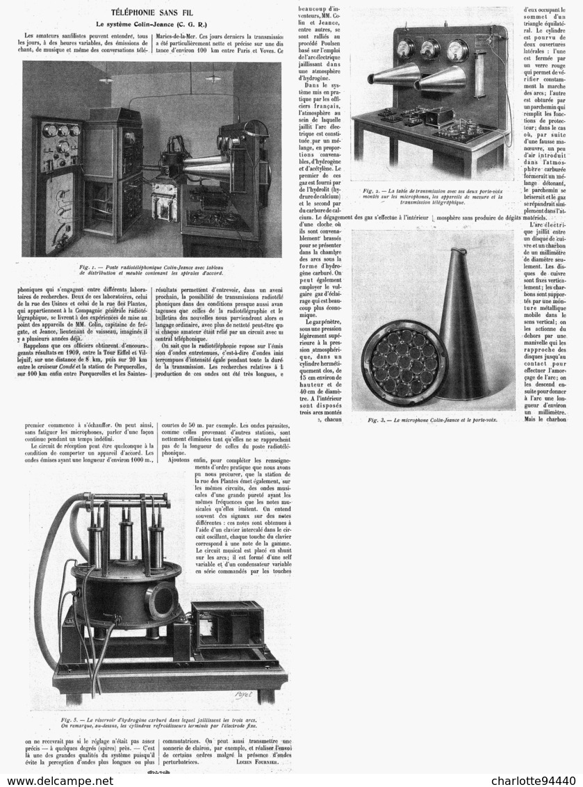 TELEPHONE SANS FIL " Le Systeme COLIN-JEANCE     1914 - Other & Unclassified