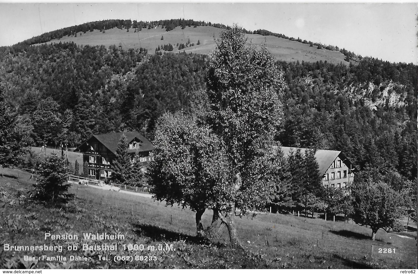 BRUNNERSBERG OB BALSTHAL → Pension Waldheim, Fotokarte Anno 1948 - Balsthal