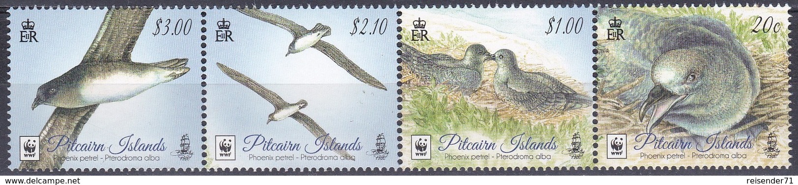Pitcairn 2016 Tiere Fauna Animals Vögel Birds Oiseaux Aves Uccelli Phönix-Sturmvogel Petrel WWF, Mi. 971-4 ** - Pitcairninsel