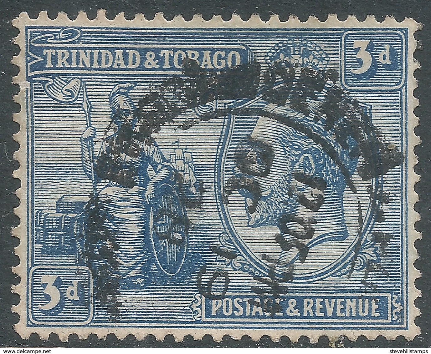 Trinidad & Tobago. 1922-28 KGV. 3d Used. Mult Script CA W/M. SG 223 - Trinidad & Tobago (...-1961)