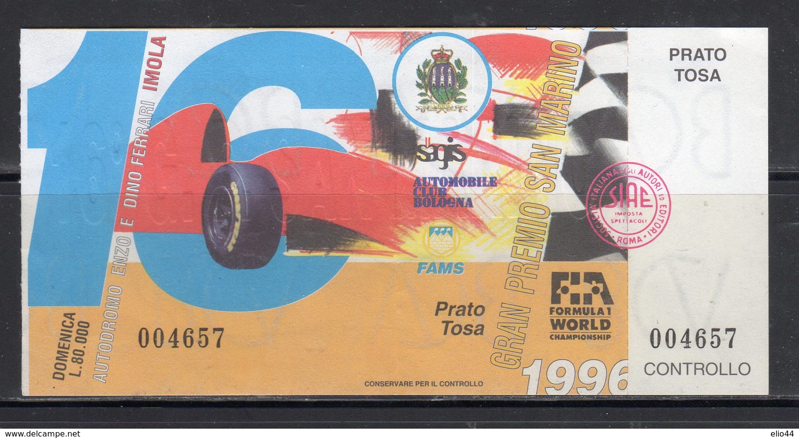 Imola '96 - 16° Gran Premio San Marino F.1 - - Biglietti D'ingresso