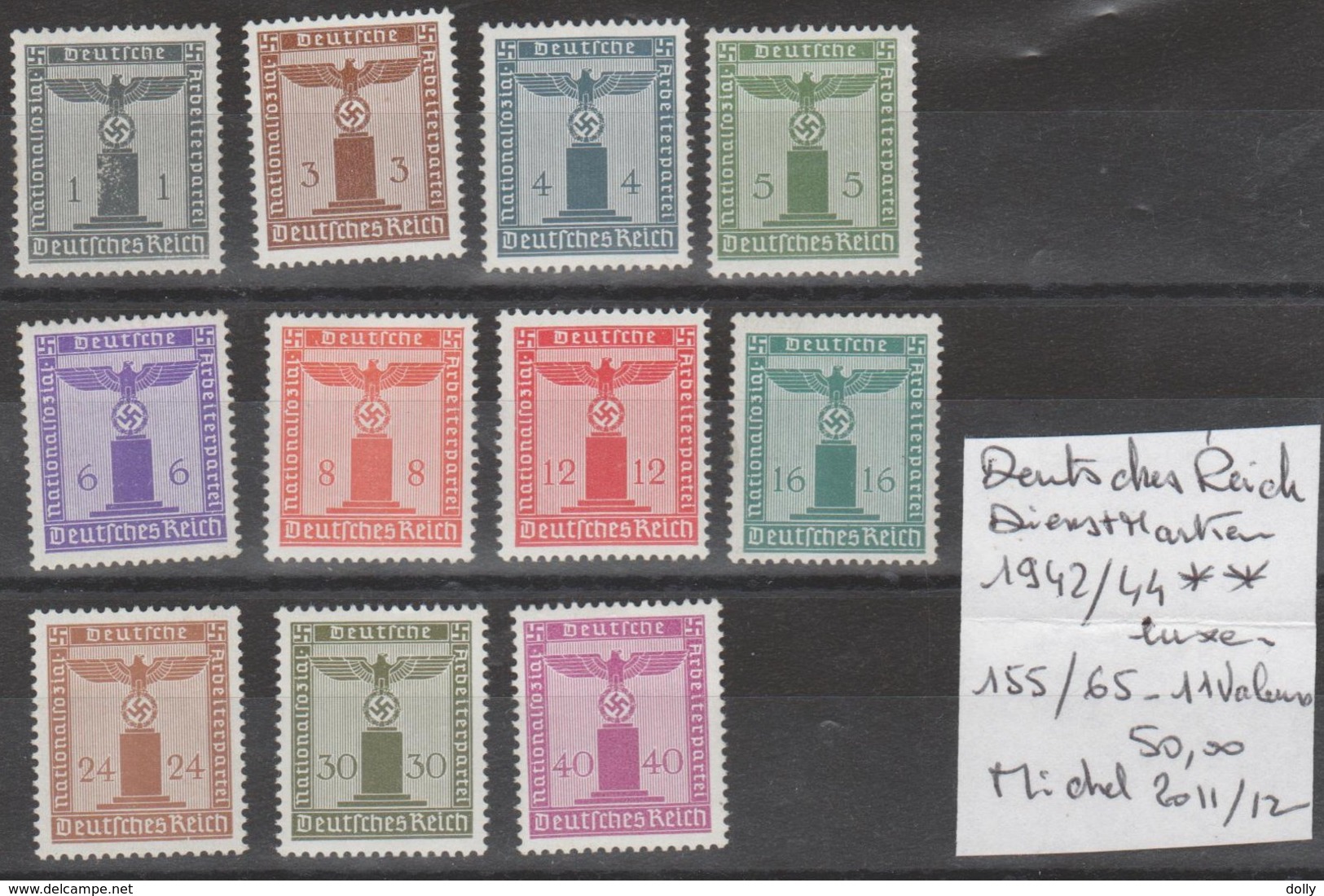 TIMBRES D ALLEMAGNE NEUF** (DIENSTMARKEN) 1942/44 Nr VOIR SUR PAPIER AVEC TIMBRES COTE 58.80 € - Unused Stamps