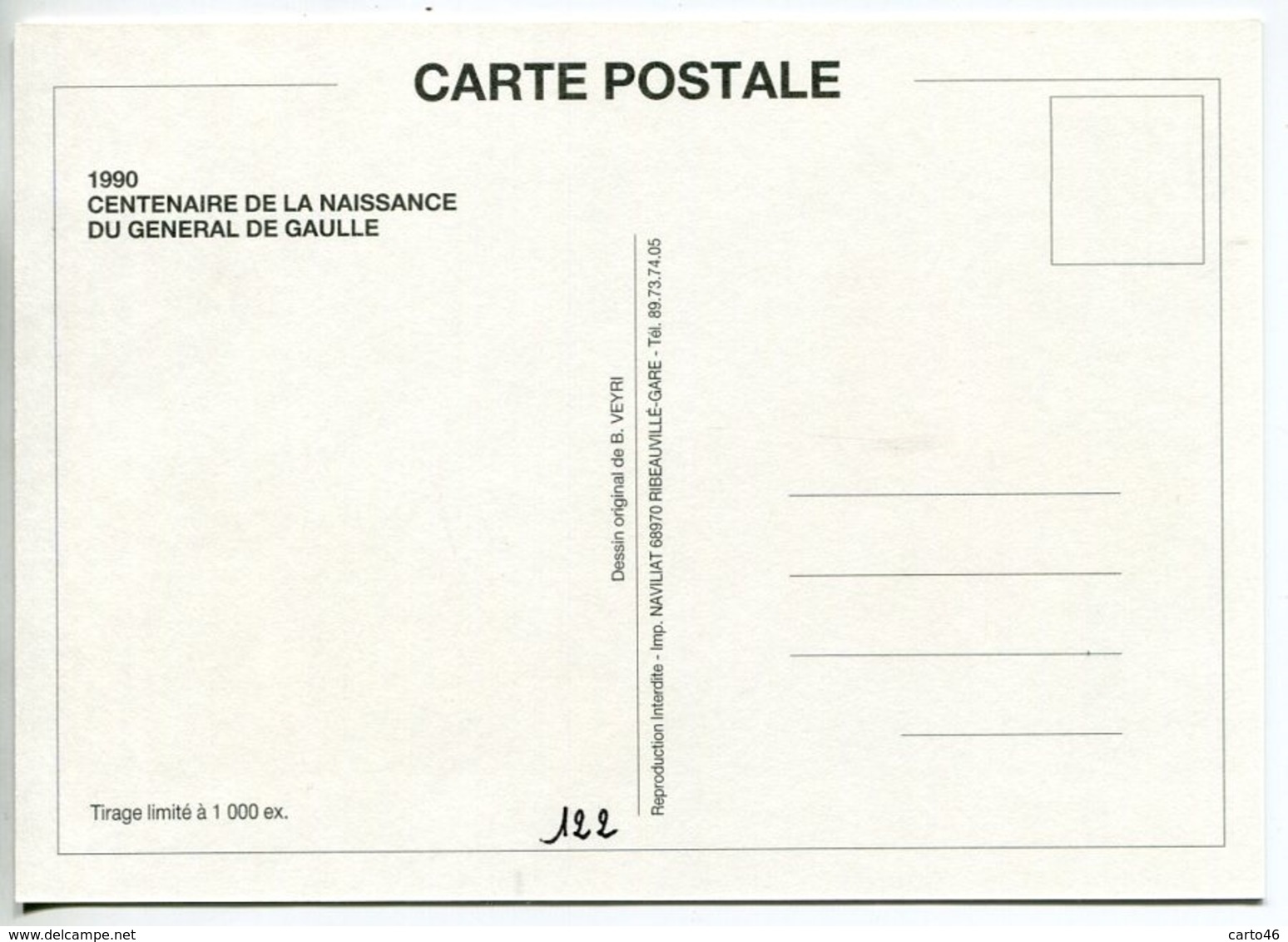 VEYRI - Centenaire De La Naissance Du Général De GAULLE - 1990 - Voir Scan RV - Veyri, Bernard