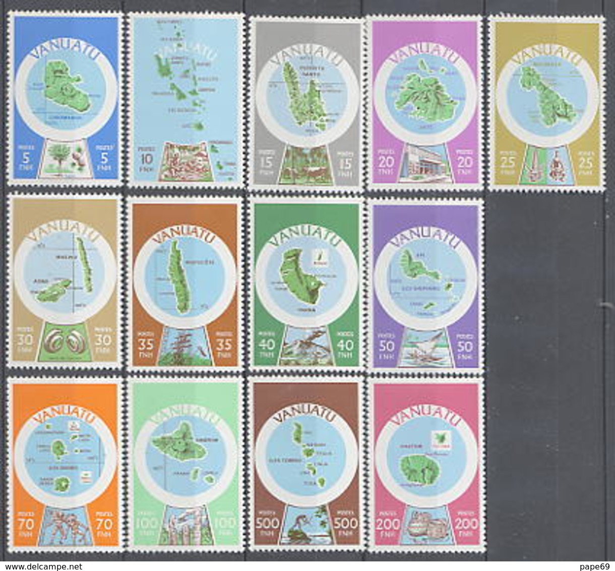 VANUATU N° 583 / 95 XX Série Courante, Cartographie Des Iles Du Vanuatu Légendes Françaises Sans Charnière, TB - Vanuatu (1980-...)