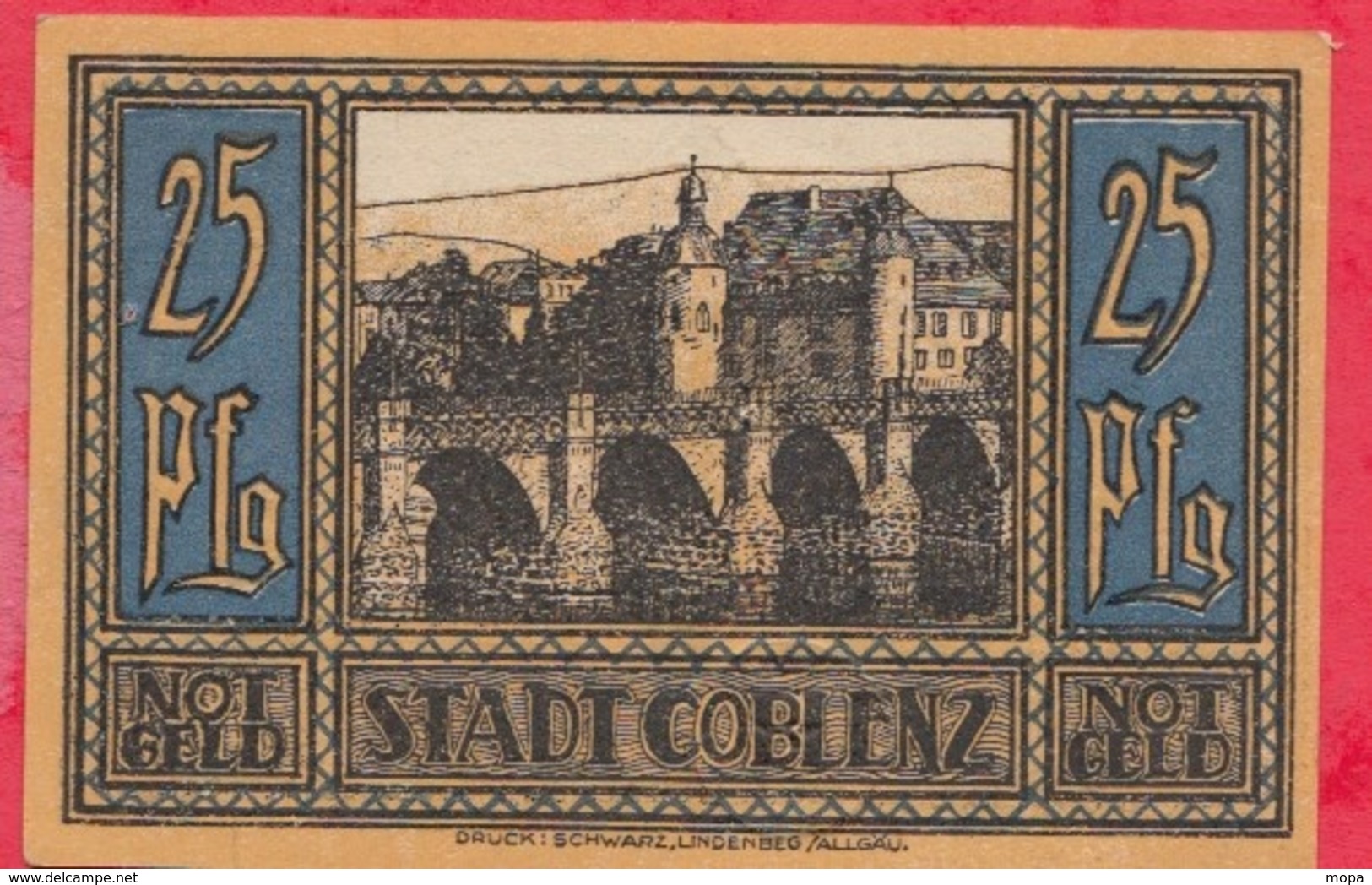 Allemagne 1 Notgeld De 25 Pfenning Stadt Coblenz Dans L 'état  N °2420 - Collections