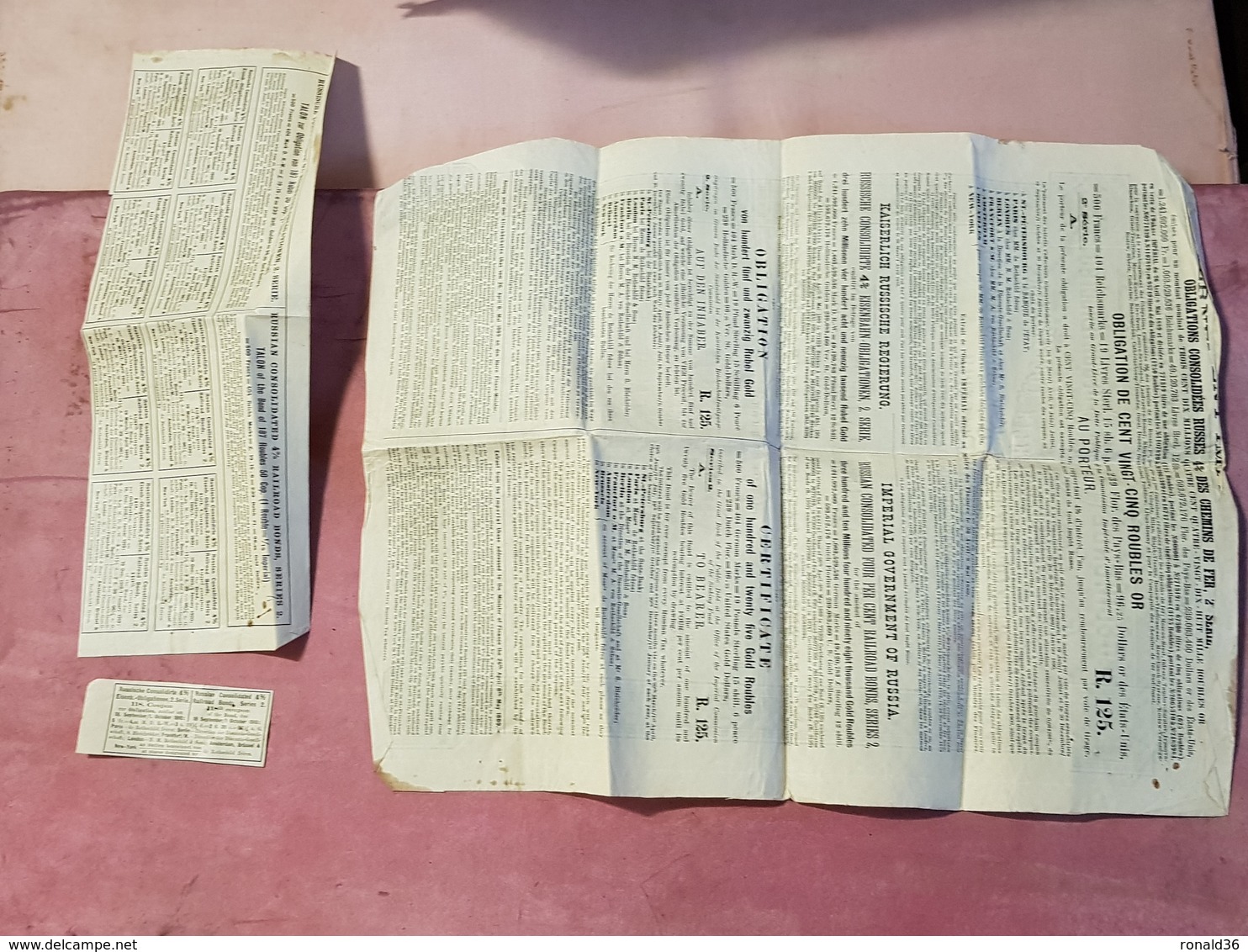 Titre Action Obligation Russe  CHEMIN DE FER Gouvernement DE RUSSIE  ( Moscou ) Cachet Timbre Fiscal 75c Monnaie Roubles - Ferrovie & Tranvie