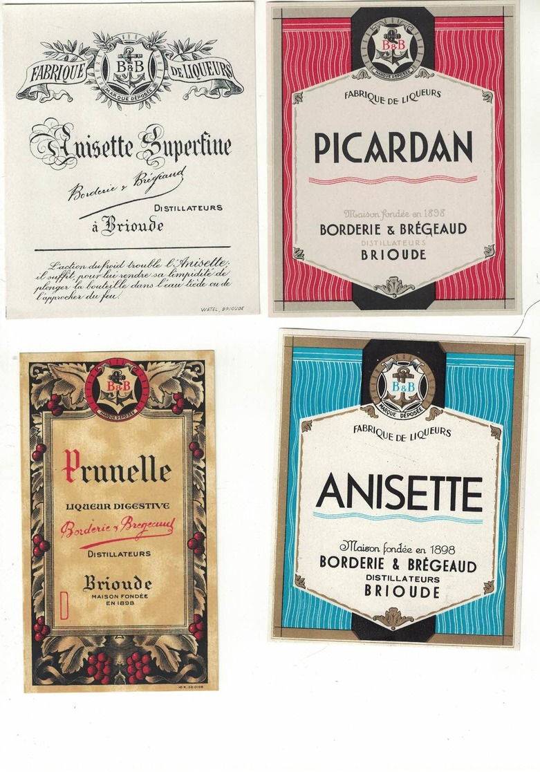 Etiquettes  De    Liqueurs    BORDERIE - BREGEAUD   Distillateurs à  BRIOUDE     (lot De 14   Dif.) - Rhum