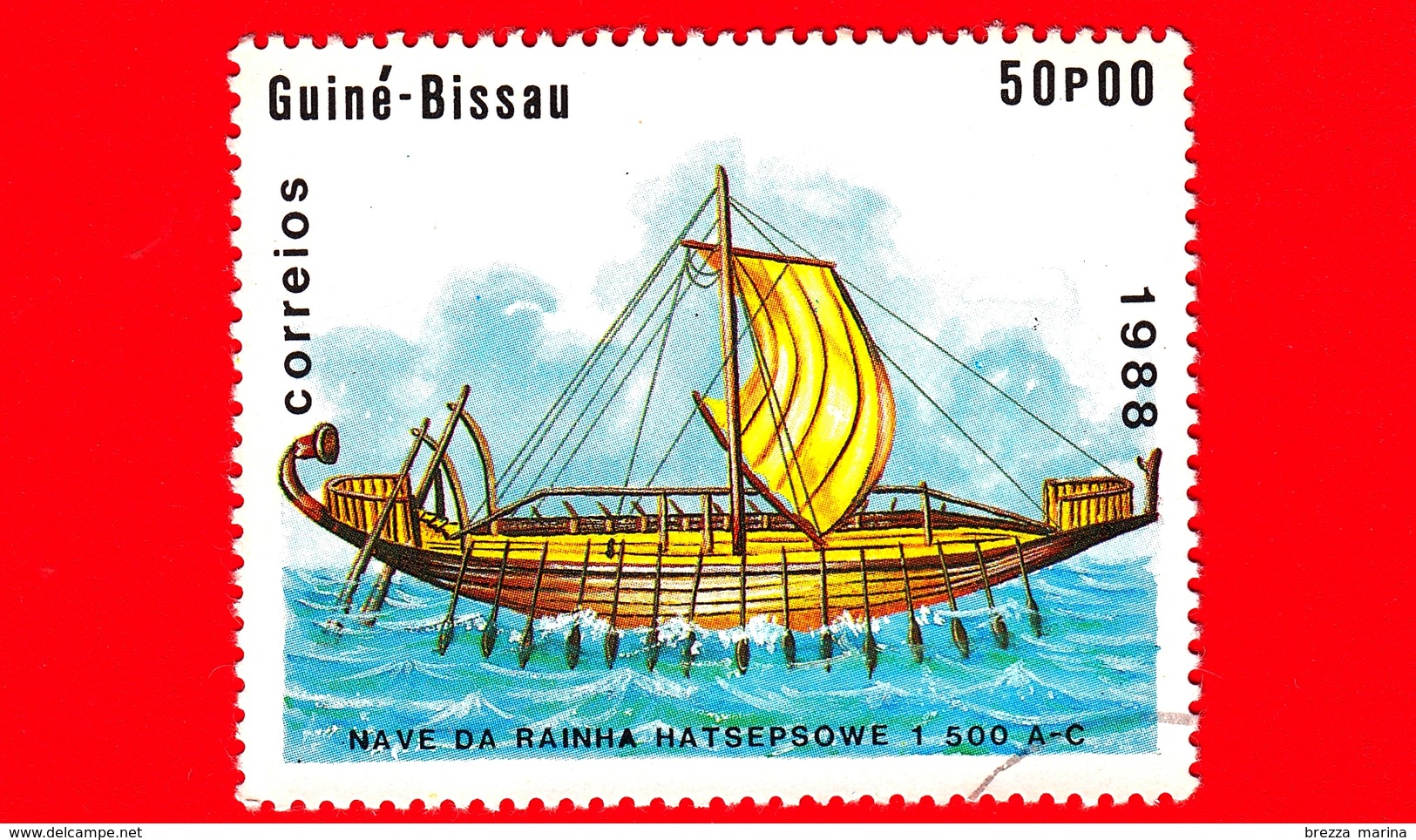 GUINEA BISSAU - 1988 - Navi - Velieri - Egitto - Nave Della Regina Hatshepsut -  1 700 AC - 50 - Guinea-Bissau