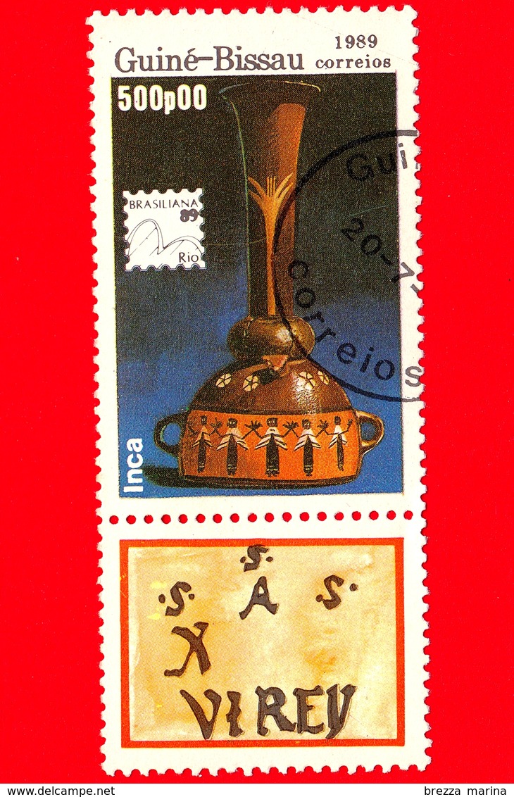 GUINEA BISSAU - 1989 - Mostra Filatelica Internazionale - 89 Brasiliana - Inca - 500 - Guinea-Bissau