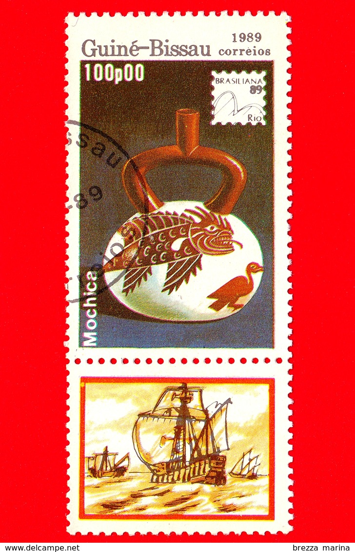 GUINEA BISSAU - 1989 - Mostra Filatelica Internazionale - 89 Brasiliana - Mochica - 100 - Guinea-Bissau