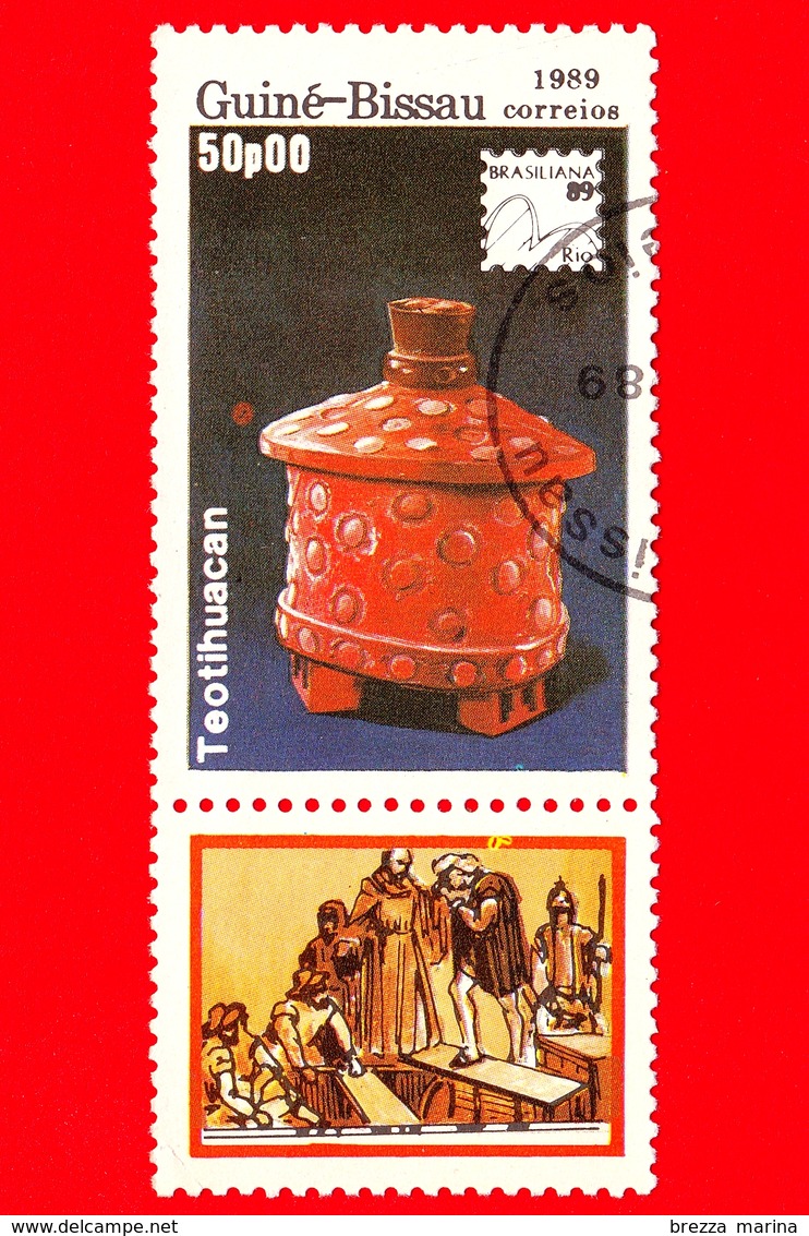 GUINEA BISSAU - 1989 - Mostra Filatelica Internazionale - 89 Brasiliana - Teotihuacan - 50 - Guinea-Bissau