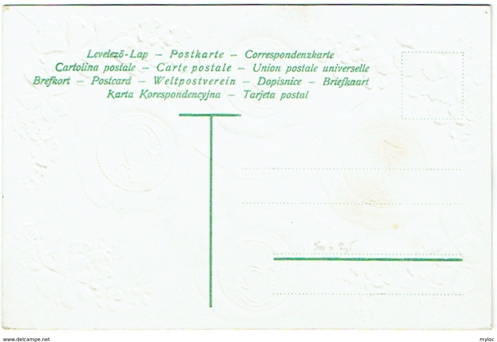 Carte Gaufrée.  Nouvel An 1906. Trèfles à 4 Feuilles Et Fleurs Bleues - Nouvel An