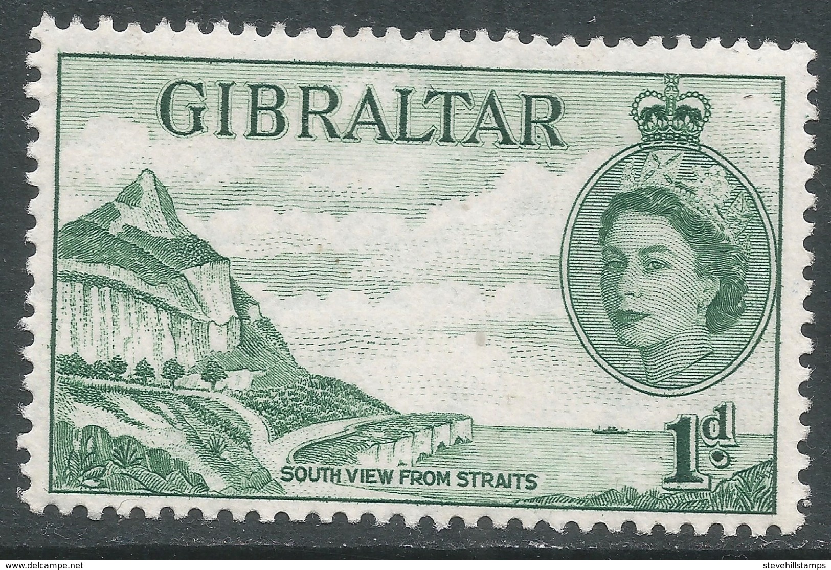 Gibraltar. 1953-59 QEII. 1d MH. SG146 - Gibraltar