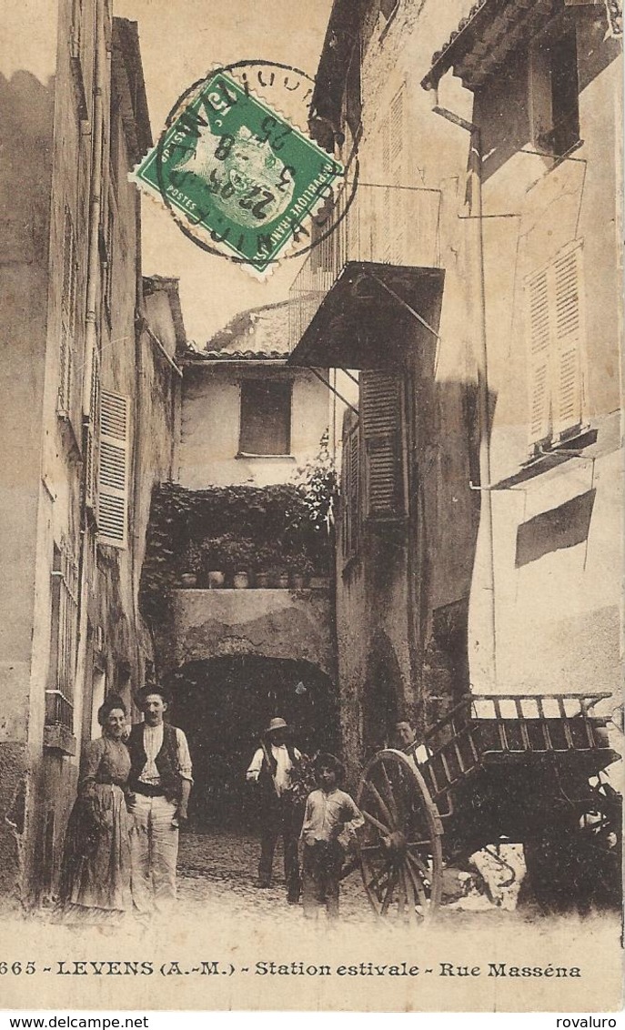 Carte Postale Ancienne Levens La Rue Masséna - Autres & Non Classés