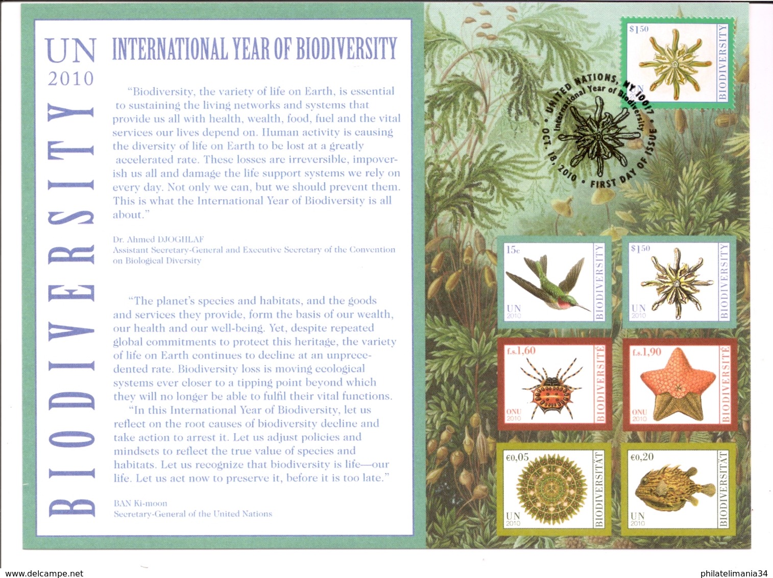 NU 2010 - Bureau De New York - Carte EPJ Biodiversité - Cartes-maximum