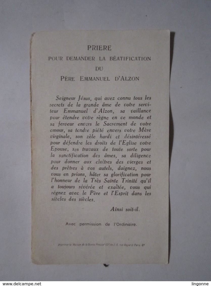IMAGE PIEUSE RELIGIEUSE PÈRE EMMANUEL D'ALZON Né Au Vigan Le 30 Août 1810, Prêtre à Rome, Vicaire Général De Nîmes... - Santini