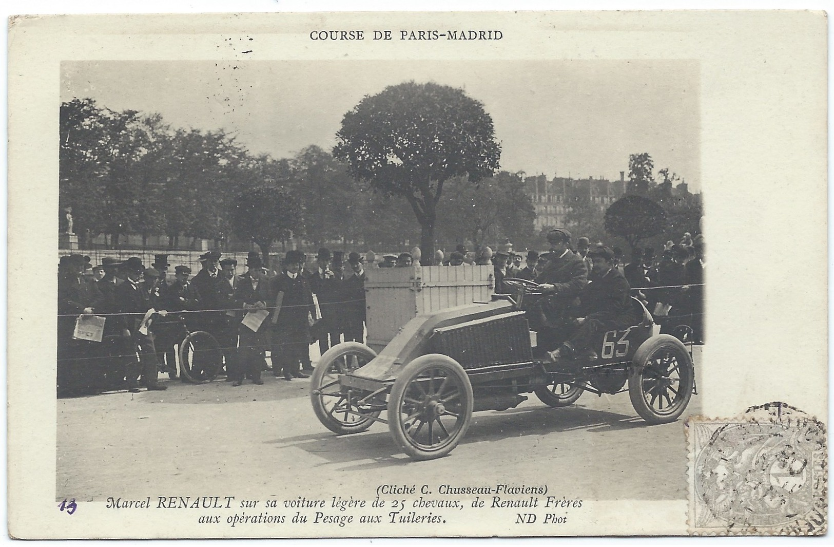 MARCEL RENAULT Sur Sa Voiture Renault De 25 Cv - Gros Plan - PARIS-MADRID 1903 -il Est Mort Pendant Cette Course - Other & Unclassified