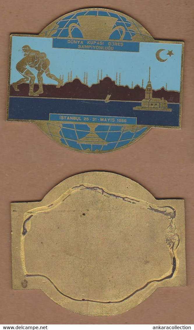 AC - 1956 WORLD WRESTLING CHAMPIONSHIPS ISTANBUL, 25 - 31 MAY 1956 PLAQUETTE - Uniformes Recordatorios & Misc