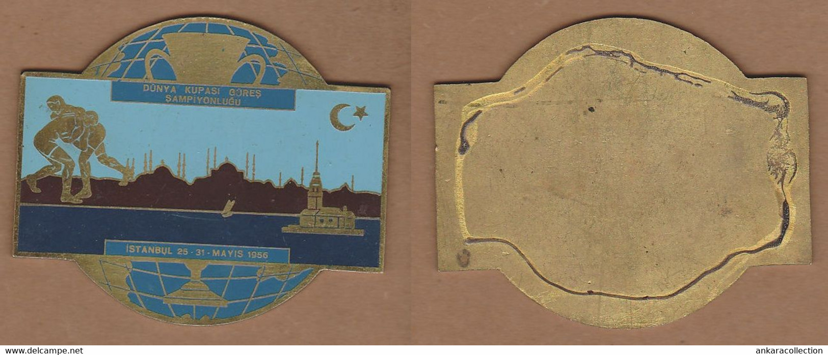 AC - 1956 WORLD WRESTLING CHAMPIONSHIPS ISTANBUL, 25 - 31 MAY 1956 PLAQUETTE - Apparel, Souvenirs & Other