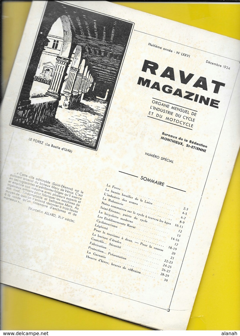 RAVAT Magazine Cycle & Motocycle Armes 1934 36 Pages + Couverture Format A4 Env. - Cycling