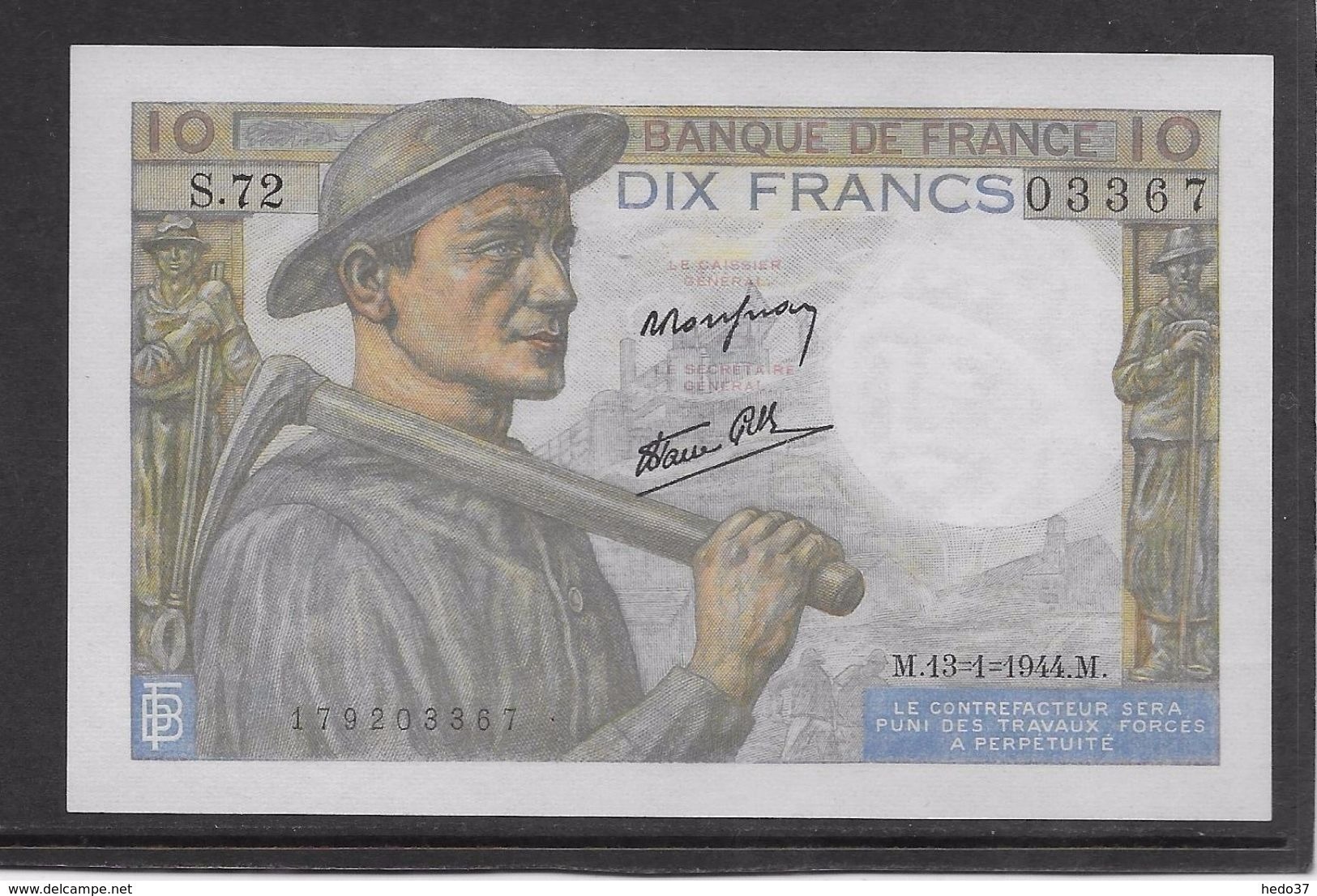 France 10 Francs Mineur 13-1-1944 - Fayette N°8-10 - Neuf - 10 F 1941-1949 ''Mineur''