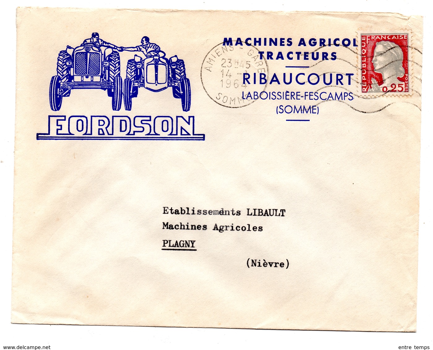 Lettre Tracteurs Fordson Laboissière Fécamps Ribaucourt - Collections