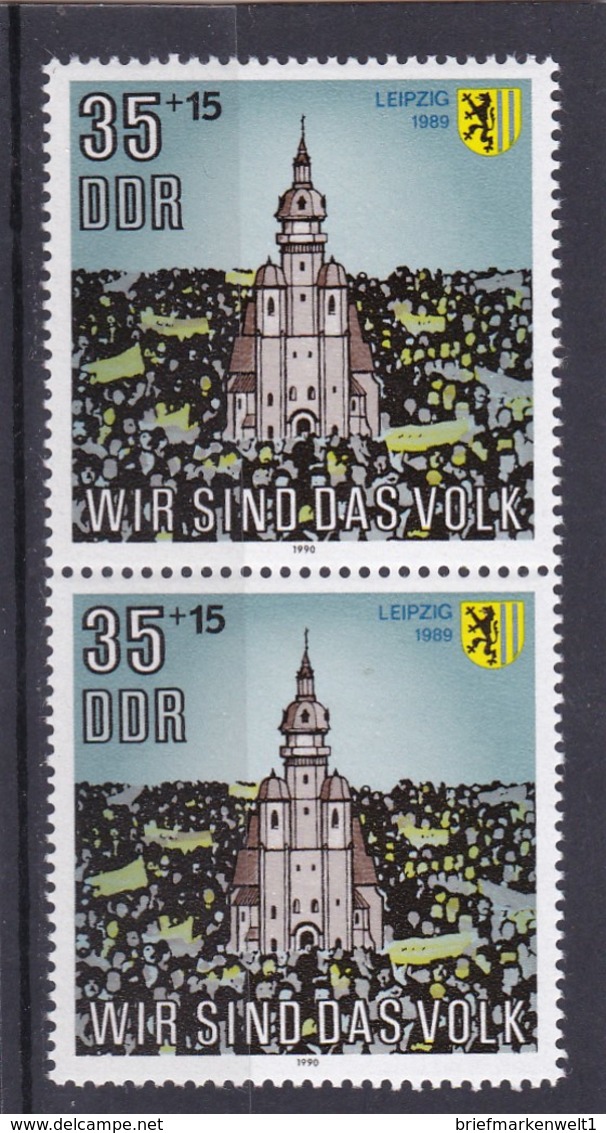 DDR, Nr. 3315 F 22** Mit Vergleichsmarke, Schantl 30,- Euro  (T 10289) - Abarten Und Kuriositäten