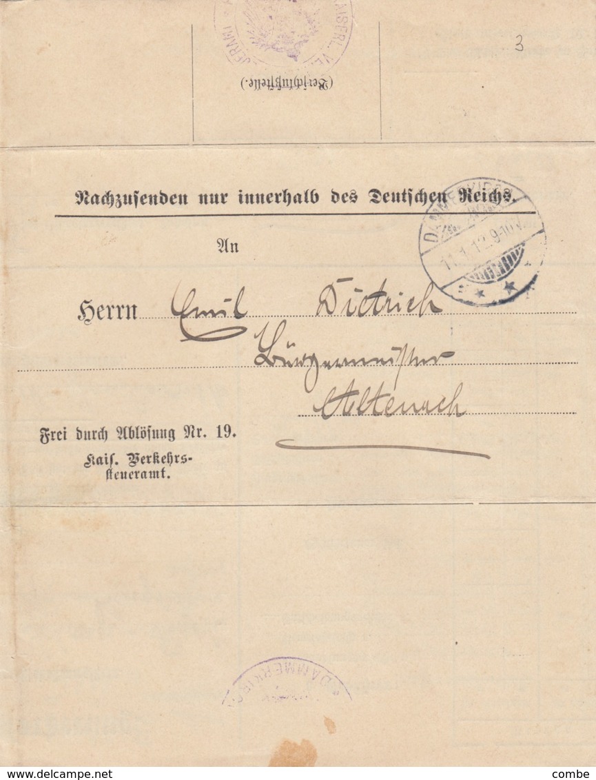 DOCUMENT. GERMANY. 11 1 1912. ZAHLUNGSAUFFORDERUNG, REQUEST FOR PAYMENT,  DAMMERKIRCH    3  /  2 - Sonstige & Ohne Zuordnung