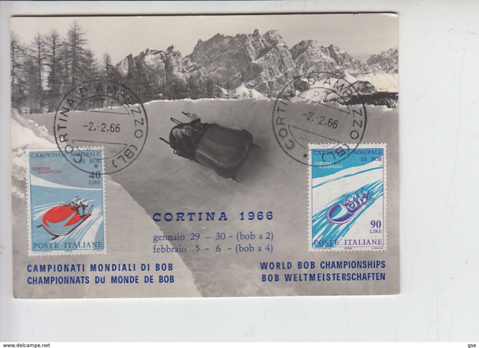 ITALIA 1966 - Campionati Mondiali Di Bob - Bellissima Cartolina - Inverno