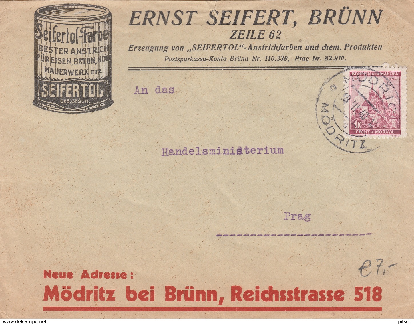 Reklame Brief Bohemia And Moravia 1940 To Prag - Briefe U. Dokumente