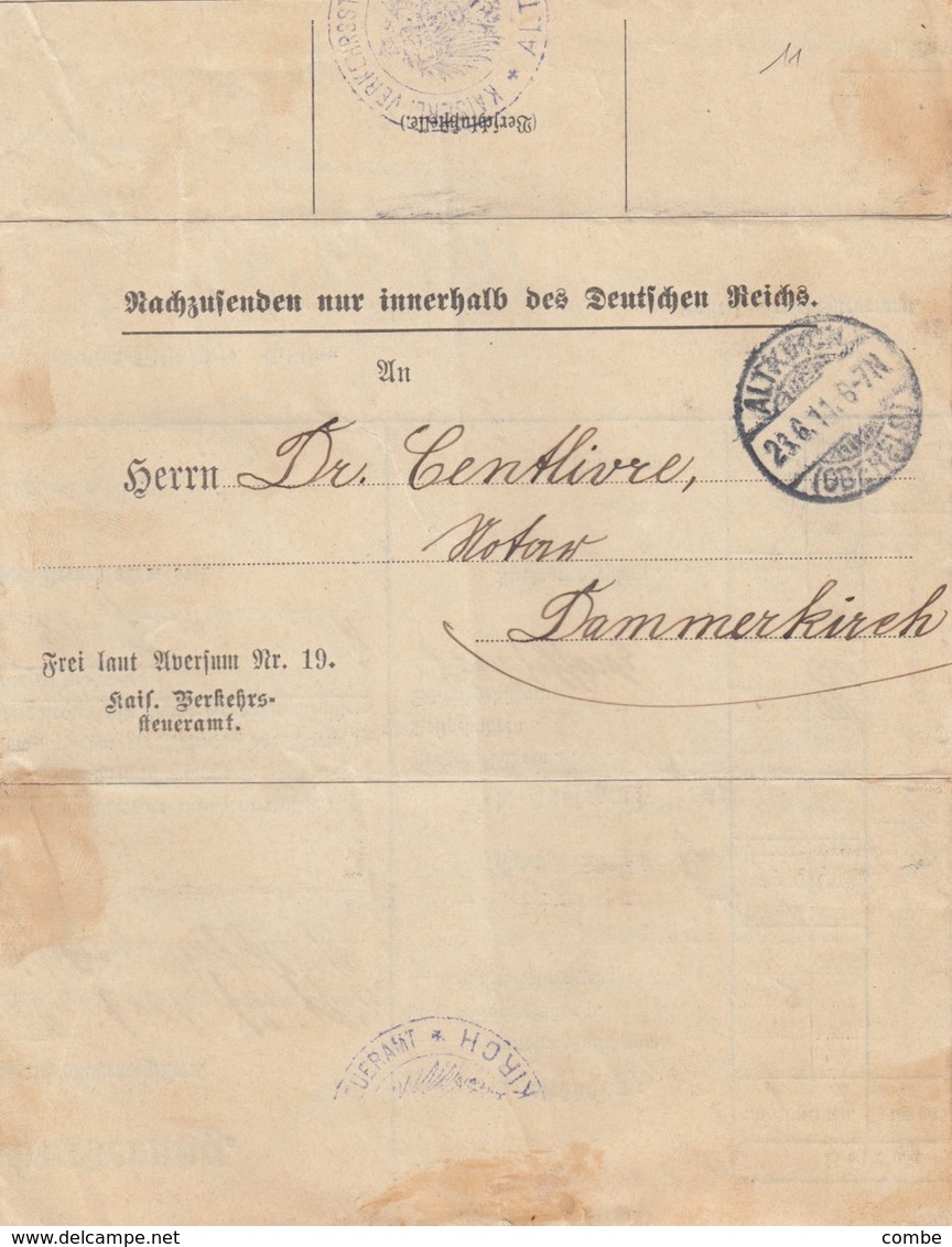 DOCUMENT. GERMANY.  23 6 1911. ZAHLUNGSAUFFORDERUNG, REQUEST FOR PAYMENT,  ALTKIRCH ELSASS     11 /  2 - Sonstige & Ohne Zuordnung