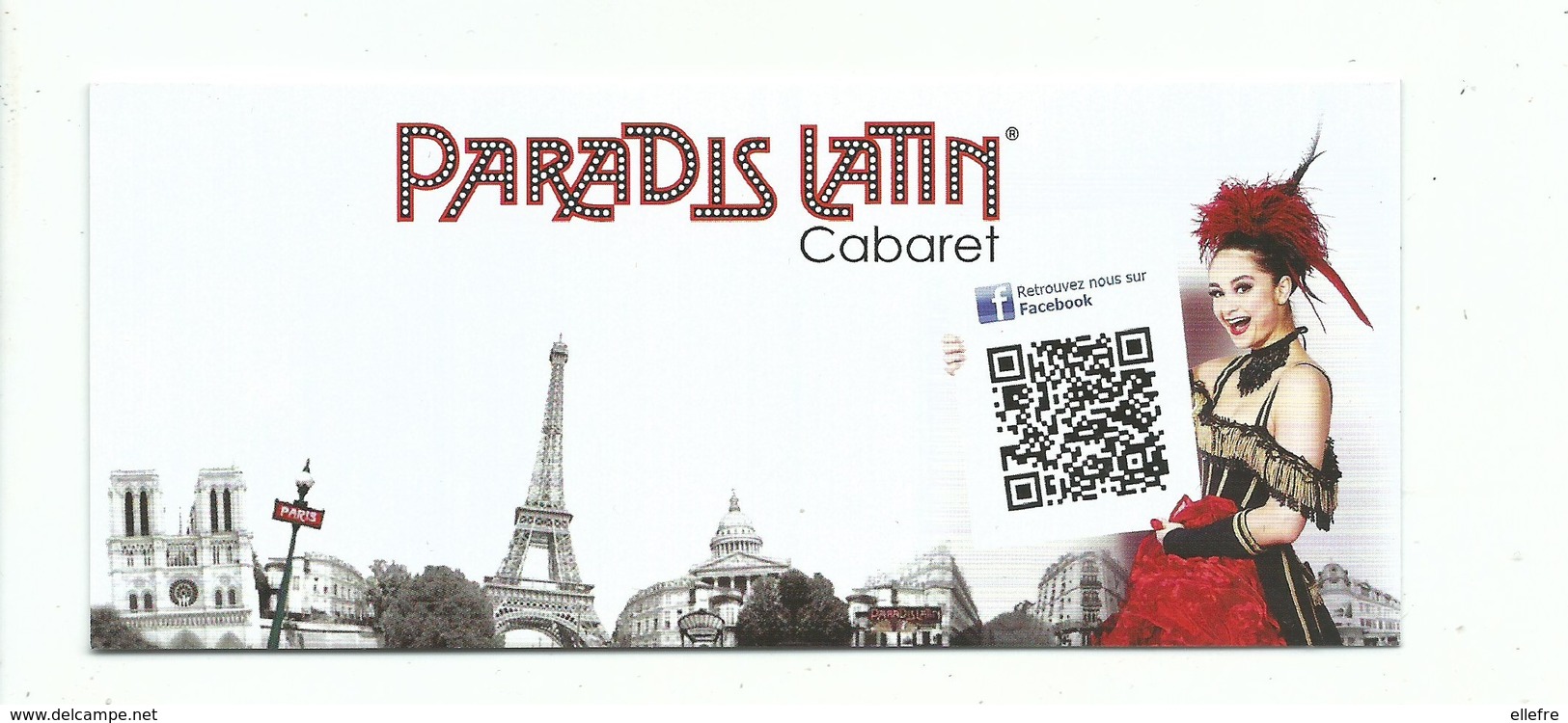 Cabaret Du Paradis Latin - Carte De Réservation De Table - Tour Eiffel Métro French Cancan Metro - Unclassified