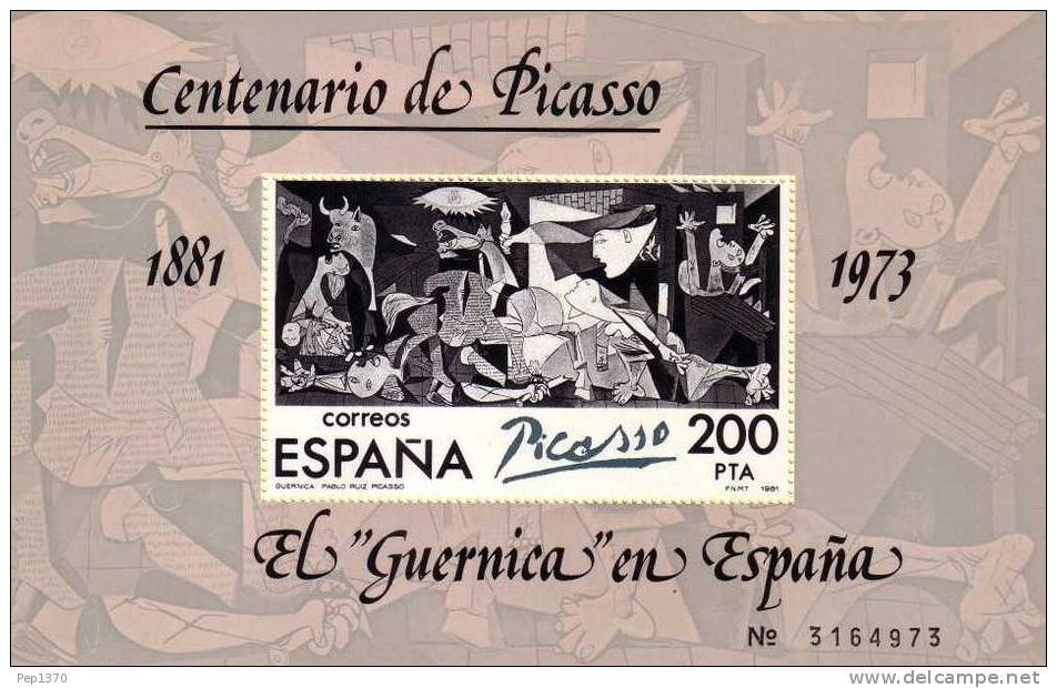 ESPAÑA 1981 EL GUERNICA DE PICASSO EN ESPAÑA - EDIFIL 2631 - Yvert Block Nº 29 - Picasso