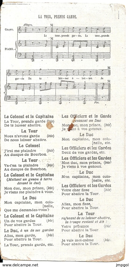 Chromos Chocolat Révillon Vieilles Chansons De France "La Tour Prends Garde" - Revillon