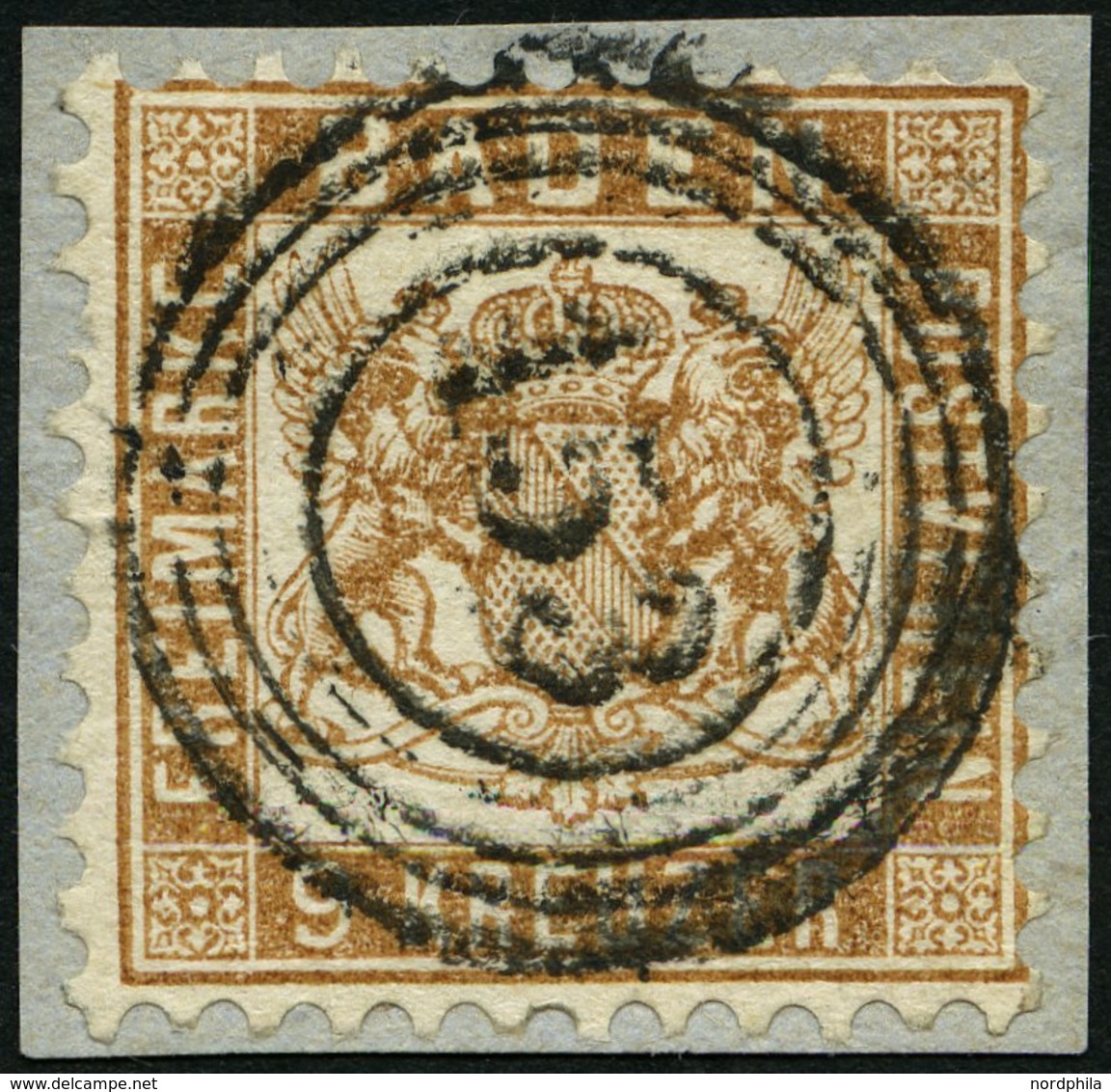 BADEN 20b BrfStk, 1864, 9 Kr. Gelbbraun, Zentrischer Nummernstempel 153, Prachtbriefstück, Gepr. Seeger, Mi. (120.-) - Other & Unclassified