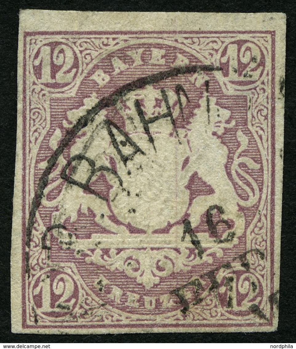 BAYERN 18 O, 1867, 12 Kr. Hellbraunviolett, Pracht, Mi. 120.- - Other & Unclassified