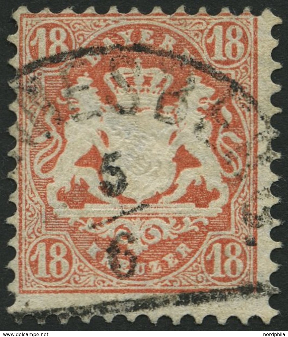 BAYERN 27Xb O, 1870, 18 Kr. Dunkelziegelrot, Wz. Enge Rauten, Pracht, Gepr. Stegmüller, Mi. 240.- - Altri & Non Classificati