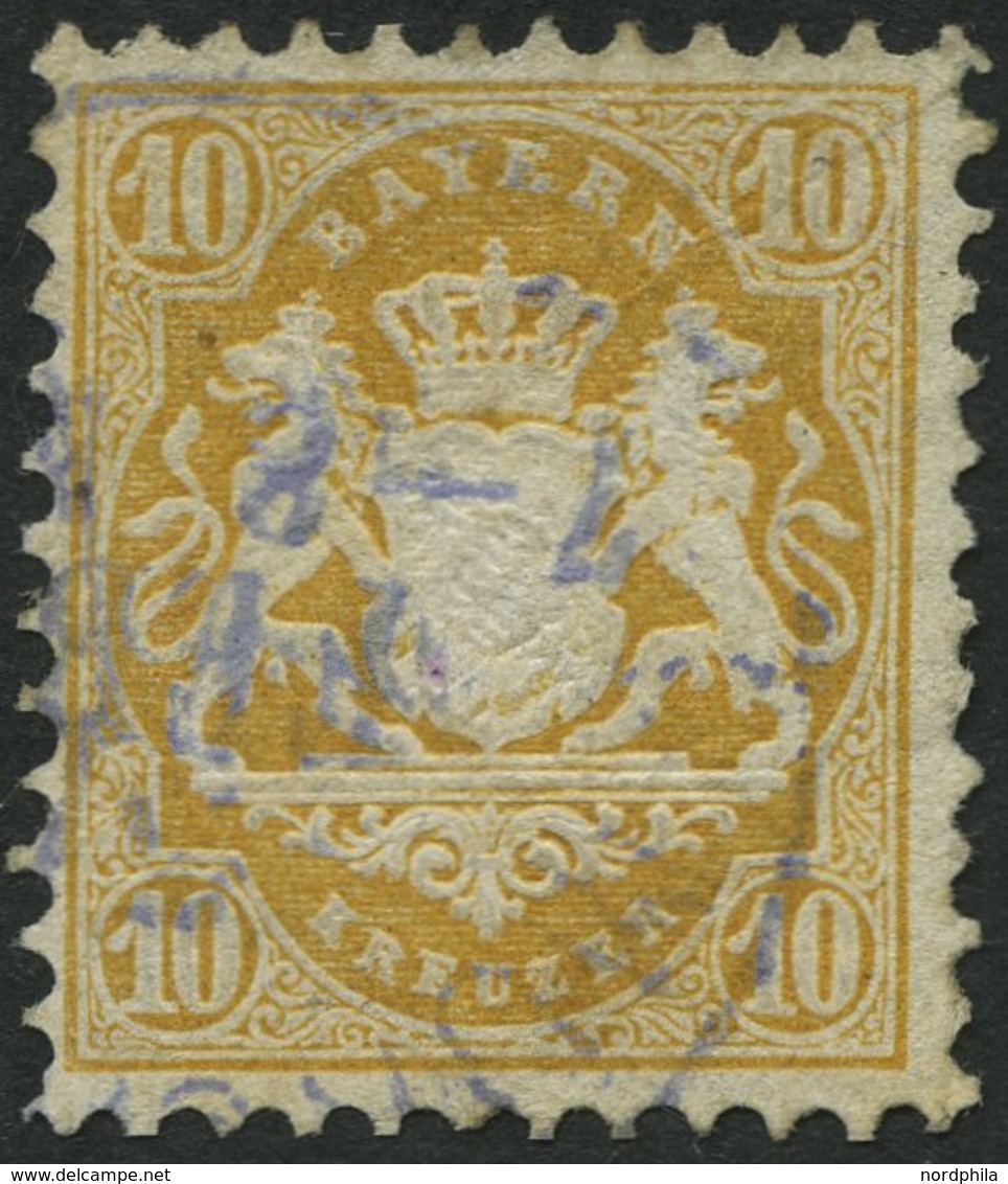 BAYERN 29Xb O, 1873, 10 Kr. Dunkelgelb, Wz. Enge Rauten, Bugspur Sonst Pracht, Gepr. Stegmüller, Mi. 500.- - Altri & Non Classificati