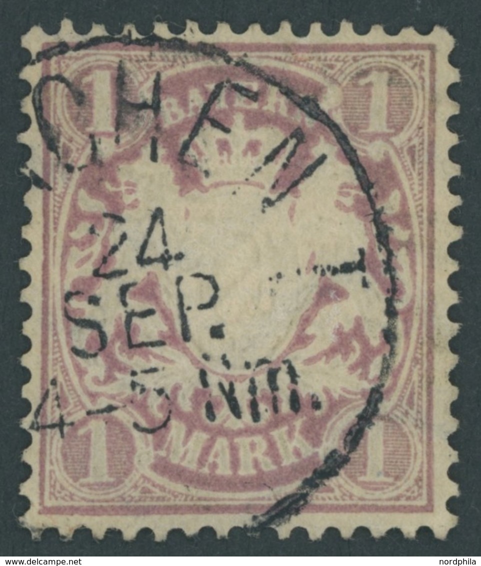 BAYERN 43 O, 1879, 1 M. Braunpurpur, Wz. 2, Normale Zähnung, Pracht, Mi. 110.- - Other & Unclassified