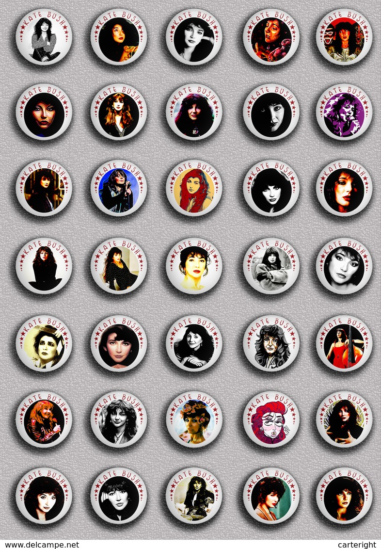 35 X KATE BUSH Music Fan ART BADGE BUTTON PIN SET 1 (1inch/25mm Diameter) - Musique