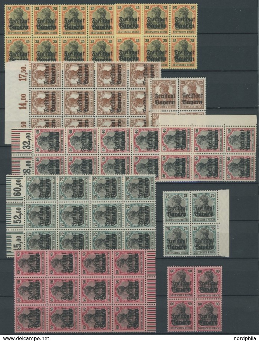 BAYERN **,o,* , 1919, Freistaat Auf Dt. Reich, Reichhaltige Partie Mit Diversen Postfrischen Bogenteilen, Meist Pracht - Andere & Zonder Classificatie