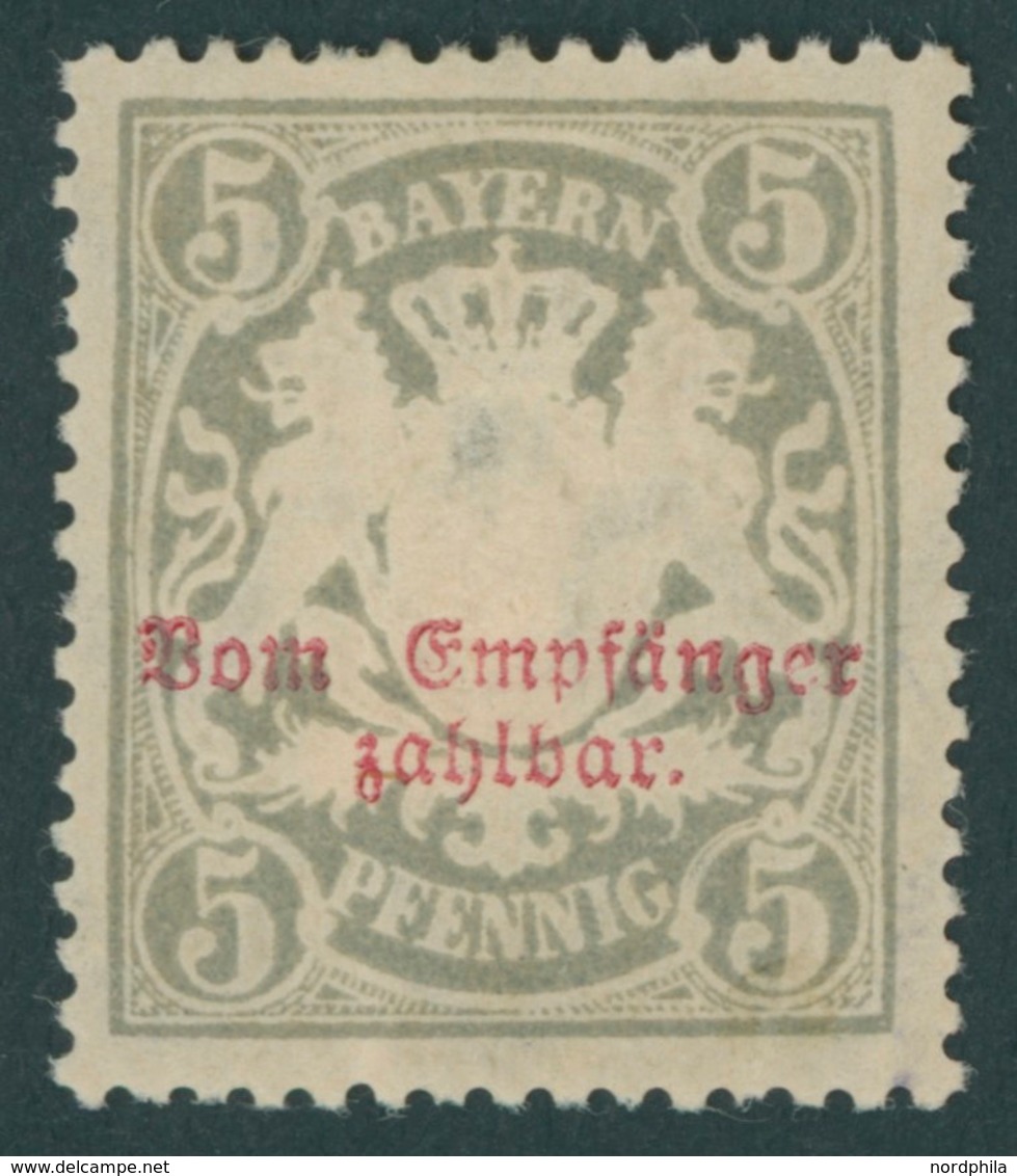 BAYERN P 11A *, 1888, 5 Pf. Gelbgrau Kleine Zähnungslöcher, Mehrere Falzreste, Pracht, Gepr. Dr. Helbig, Mi. 160.- - Other & Unclassified