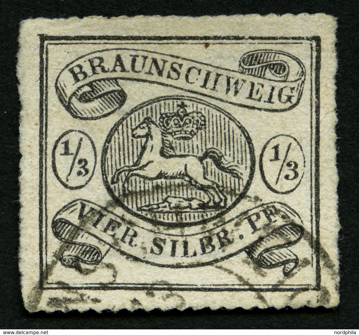 BRAUNSCHWEIG 13A O, 1864, 1/2 Sgr. Schwarz, Bildseitig Pracht, Leicht Erhöht Signiert Bühler Und Pfenninger, Mi. 2800.- - Braunschweig