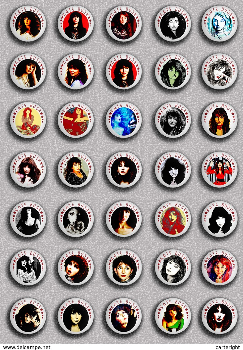 35 X KATE BUSH Music Fan ART BADGE BUTTON PIN SET 2 (1inch/25mm Diameter) - Musique