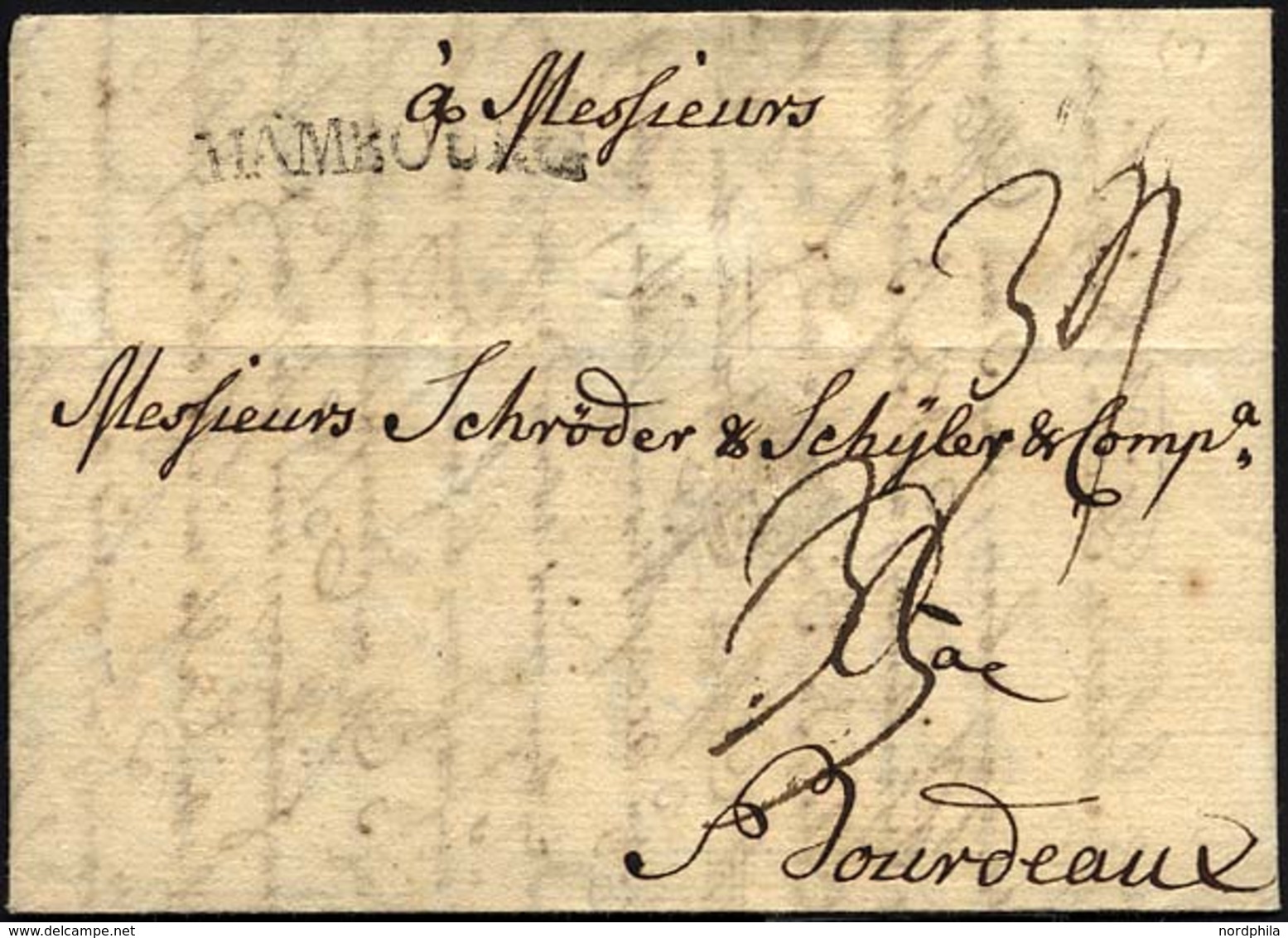 HAMBURG VORPHILA 1767, HAMBOURG, L1 Auf Brief Nach Bordeaux, Pracht - Other & Unclassified