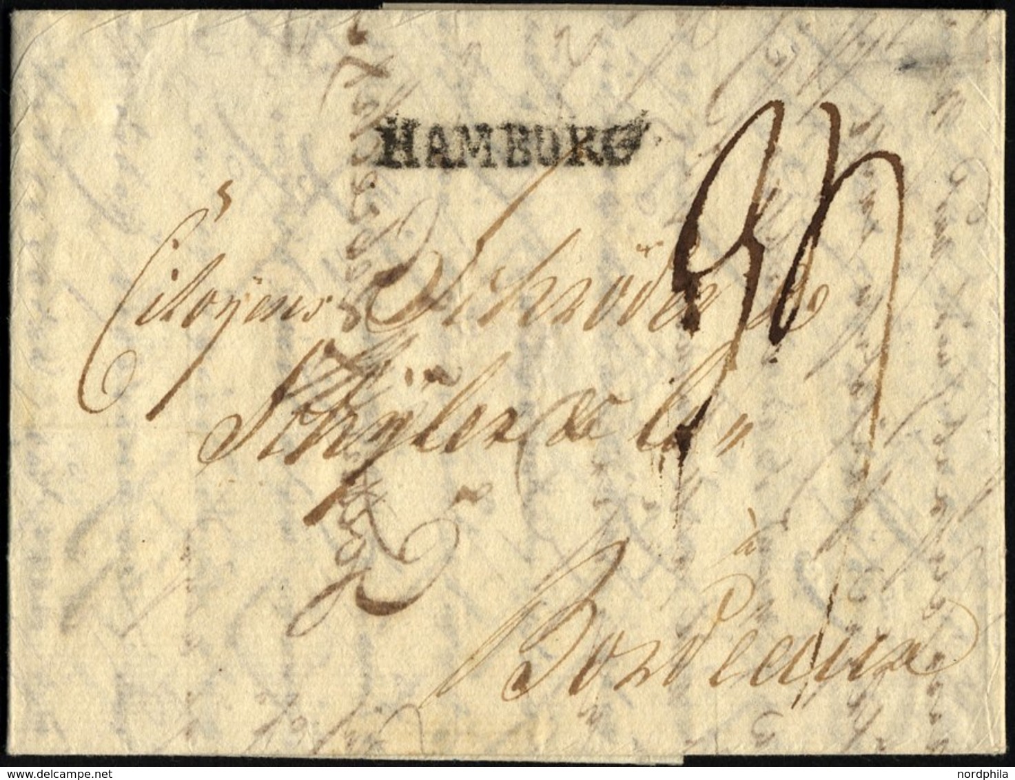 HAMBURG 1798, HAMBURG, L1 Auf Forwarded-Brief Nach Stettin über Hamburg Nach Bordeaux, Agent.: Biacone & Lohmann, Pracht - Altri & Non Classificati