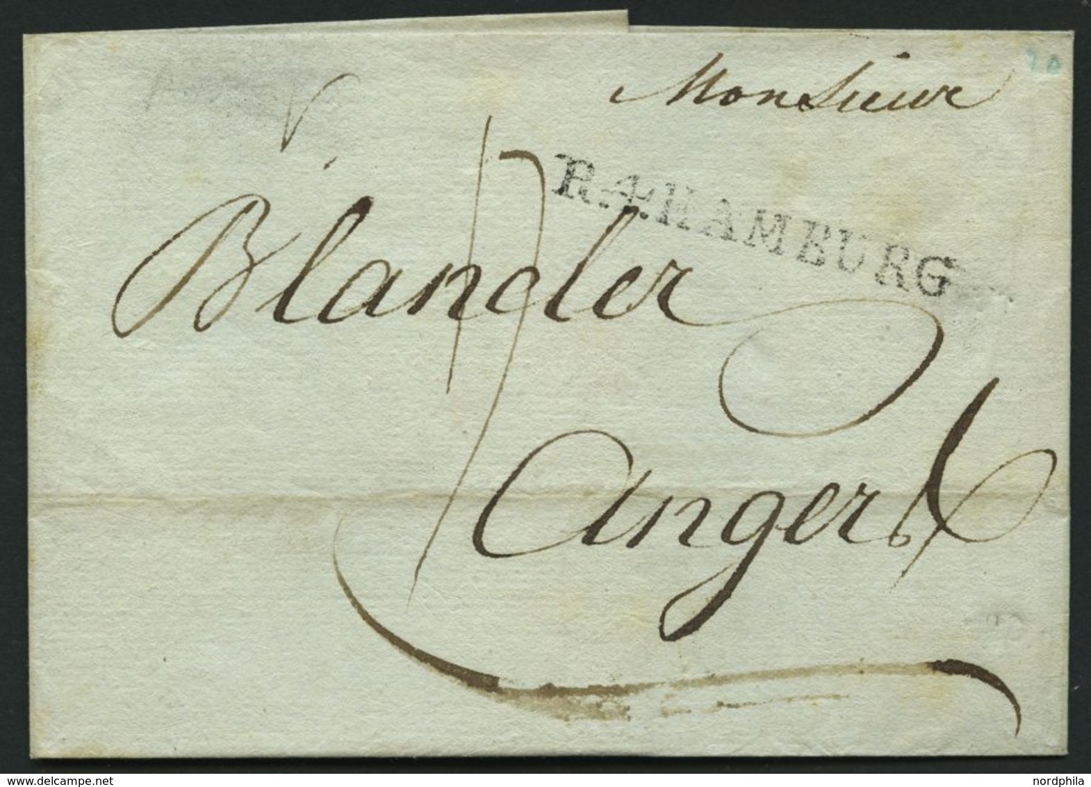 HAMBURG VORPHILA 1803, R.4. HAMBURG, L1 Auf Brief Nach Angert, Pracht - Andere & Zonder Classificatie