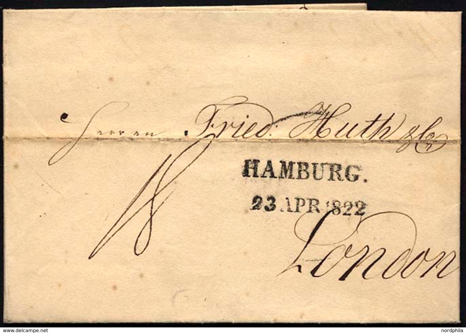 HAMBURG 1822, HAMBURG., L2 Auf Brief Nach London, Registraturbug, Pracht - Other & Unclassified