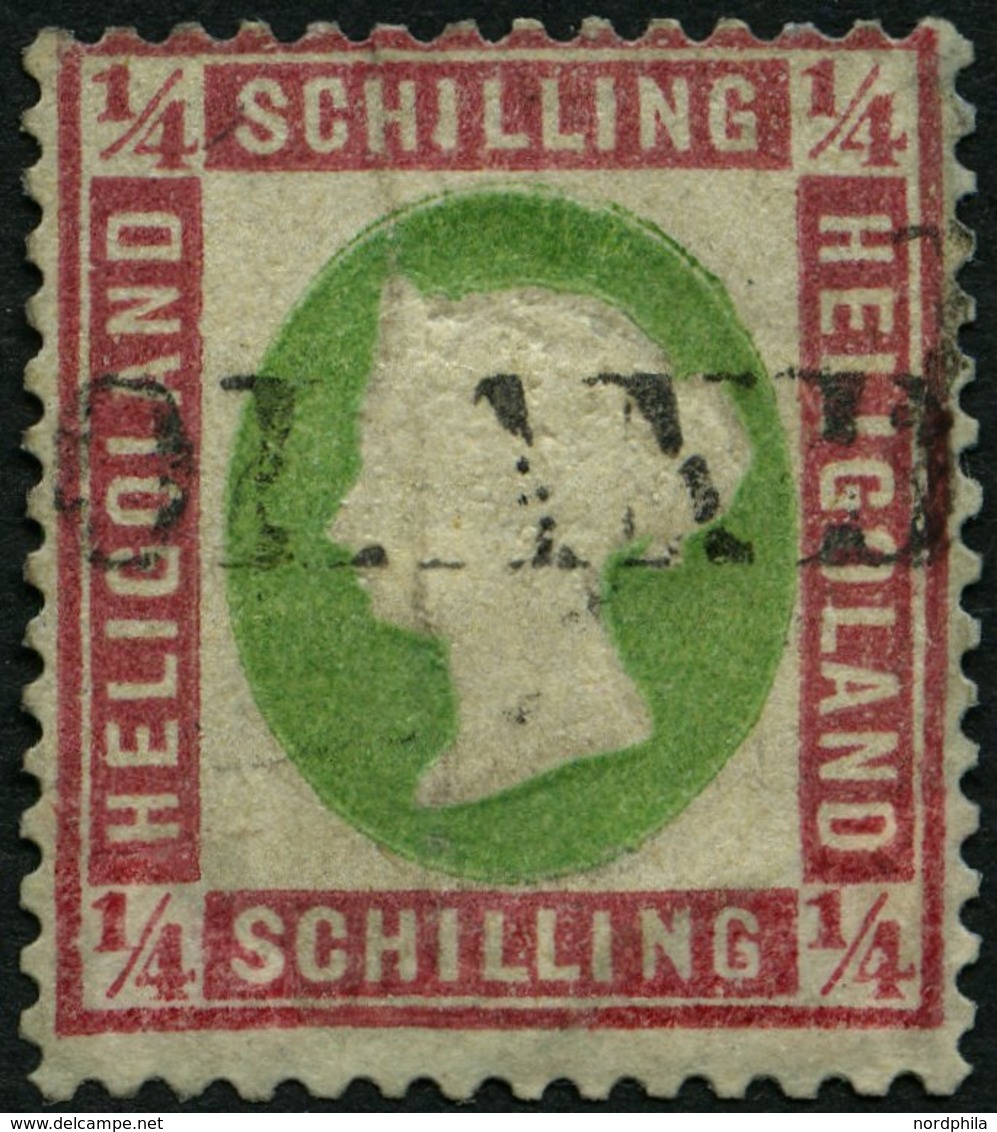 HELGOLAND 8b O, 1873, 1/4 S. Lilarosa/graugrün, L1, Stark Repariert, Gepr. Lemberger, Mi. 3000.- - Heligoland