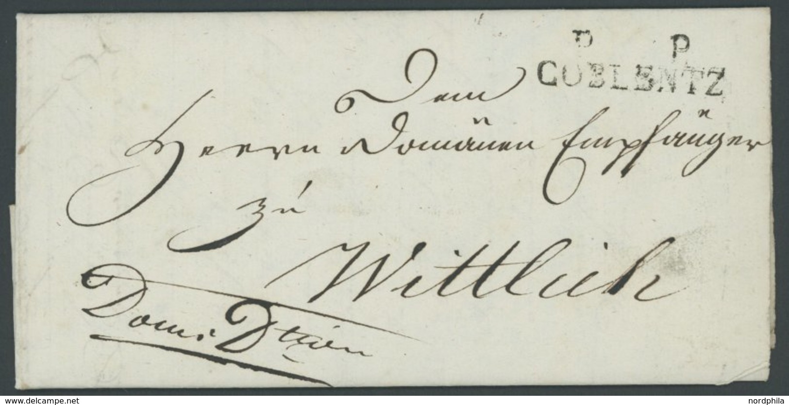 PREUSSEN PP COBLENTZ, L2, Aptierter Departmentstempel Auf Brief (1814) Nach Wittlich, Pracht - Prephilately